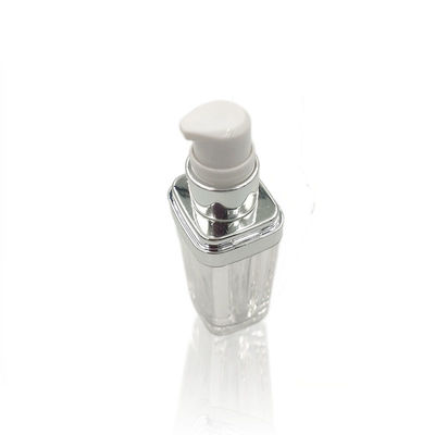 PMMA Clear Empty Foundation Flask With Pump Recyclable 15/30/50ml Прозрачная пустая бутылка с насосом, поддающаяся переработке