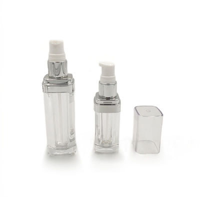 PMMA Clear Empty Foundation Flask With Pump Recyclable 15/30/50ml Прозрачная пустая бутылка с насосом, поддающаяся переработке